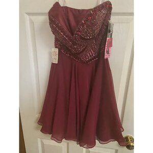 NWT! Sherri Hill Ruby Red Beaded short sexy Size 4 dress! Must See!